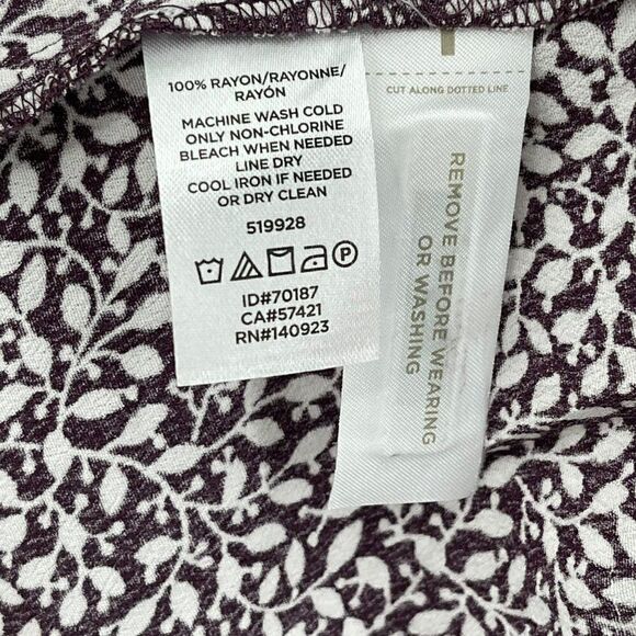 Loft Vine Ruffle Tie Neck‎ Dress Knee Length Long Sleeves Purple Women Size 8 - Picture 14 of 14